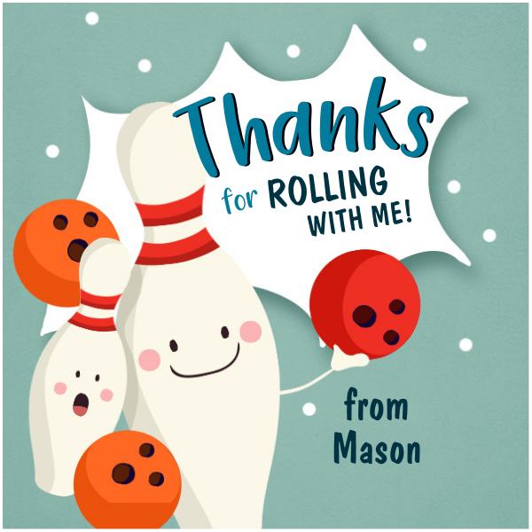 Editable Bowling Birthday Favor Tags - Boys Bowling Party Thank You Labels