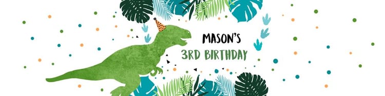 Editable Dinosaur Water Bottle Labels | Blue & Green T-Rex Birthday Template