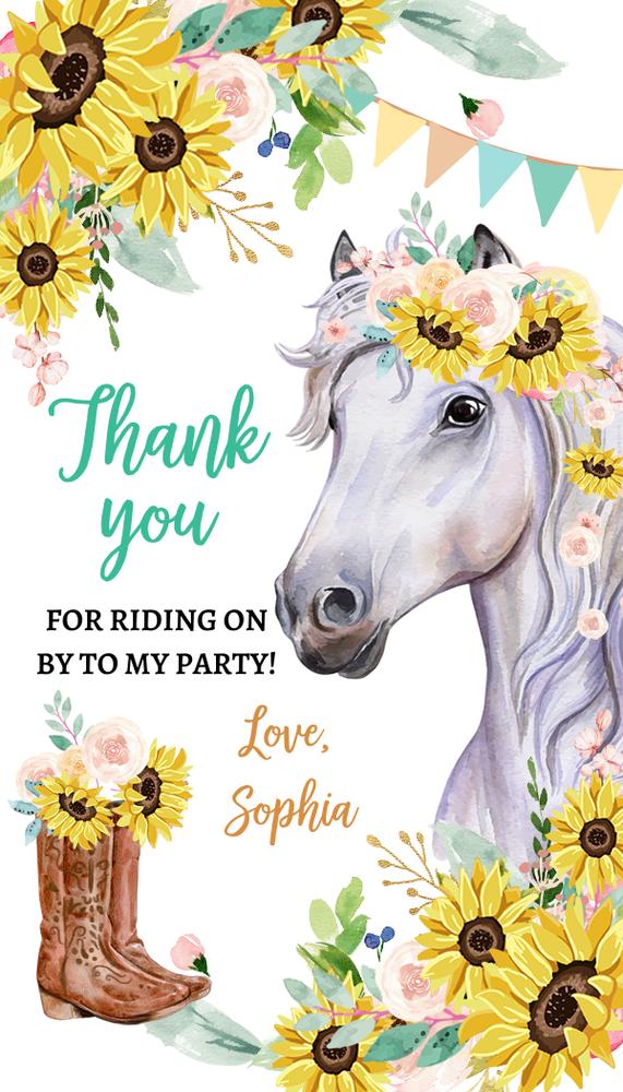 Editable Cowgirl Favor Tags | Pink Horse & Sunflower Birthday Party Template