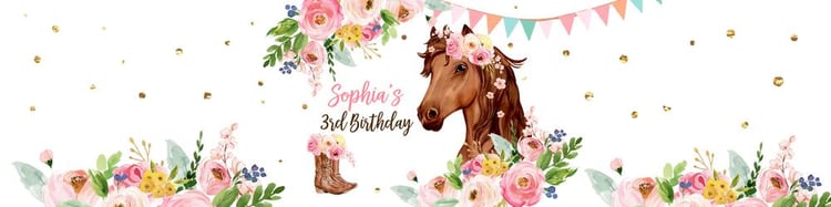 Editable Horse Water Bottle Labels | Pink Floral Cowgirl Birthday Template