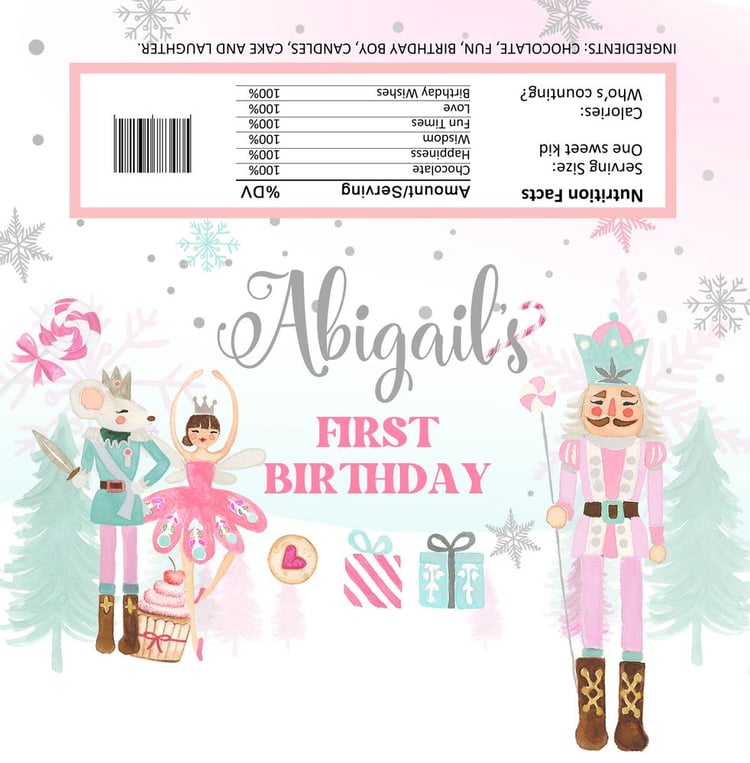 Nutcracker Chocolate Bar Wrapper | Editable Canva Candy Bar Label | Land of Sweets