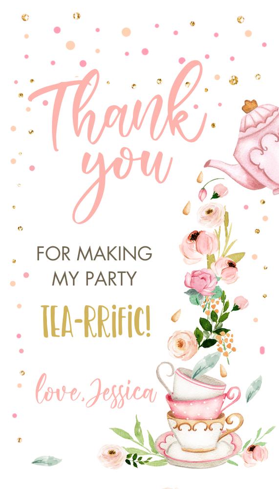 Tea for Two Birthday Favor Tags | Editable Floral Tea Party Gift Tag