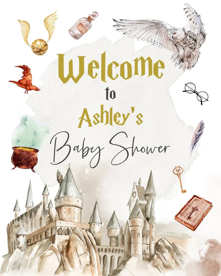 Wizard Baby Shower Welcome Sign | Editable Magic School Poster Template