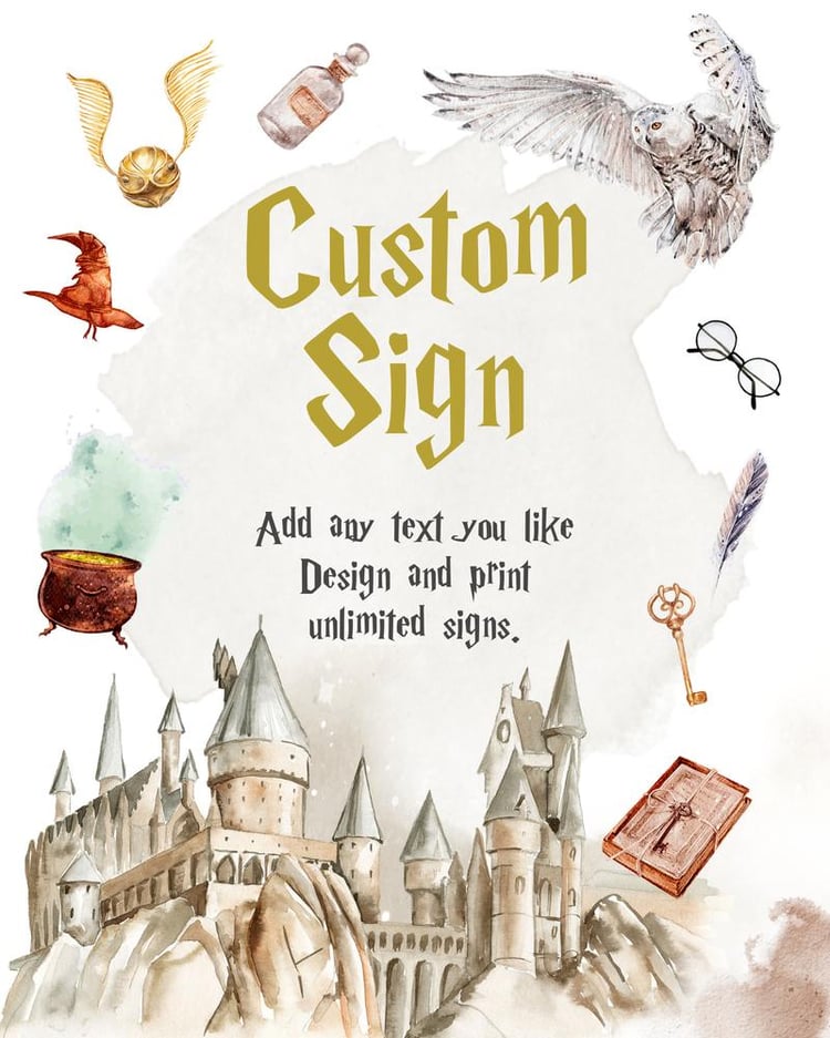 Editable Wizard Birthday Sign Template | Magic School Welcome Poster Canva