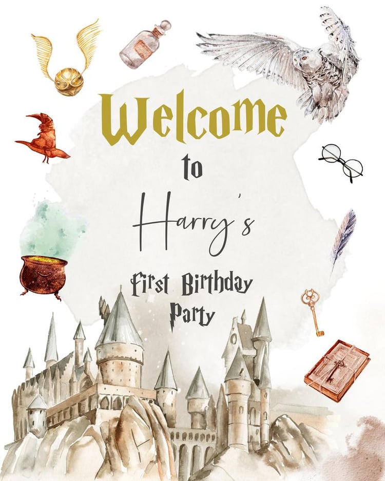 Wizard Birthday Welcome Sign | Editable Magic School Poster Template