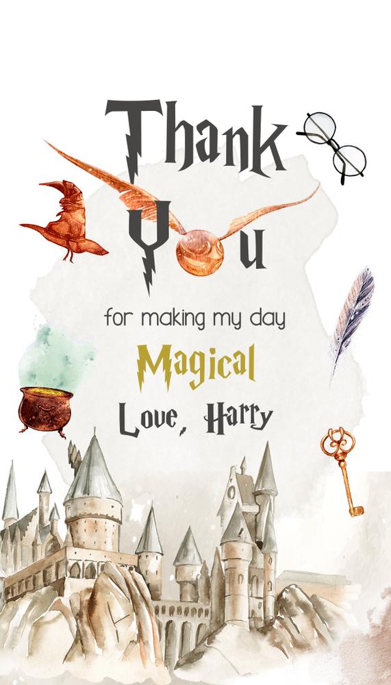 Editable Wizard Birthday Favor Tags - Magical School Thank You Tags Canva