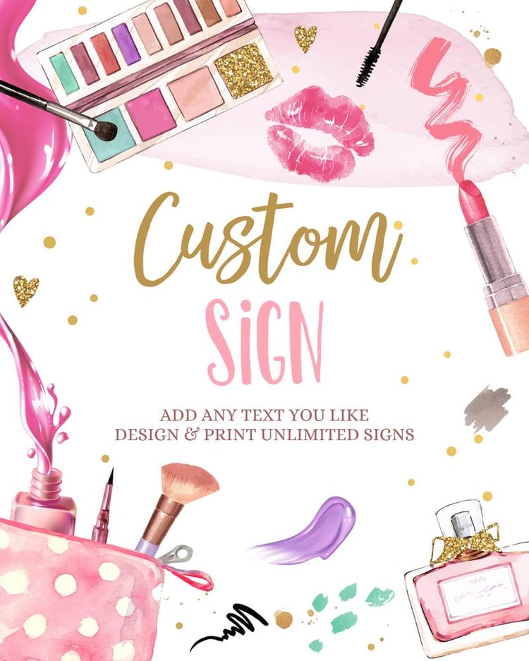 Editable Spa & Makeup Party Sign | Pink Gold Glitz & Glam Birthday 8x10 Template