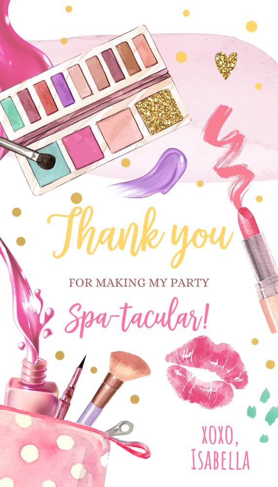 Editable Spa Party Favor Tags - Pink Glamour Birthday Thank You Labels