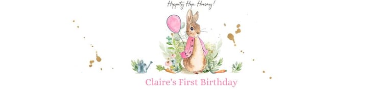 Flopsy Bunny Water Bottle Labels | Pink Peter Rabbit Birthday Canva Template