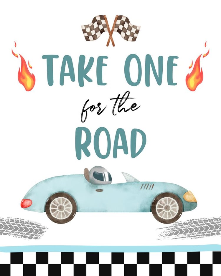 Two Fast Birthday Favors Sign | Race Car Party Canva Template | Blue Racing Decor