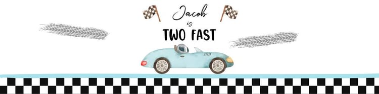 Two Fast Race Car Water Bottle Labels - Editable Canva Birthday Decor