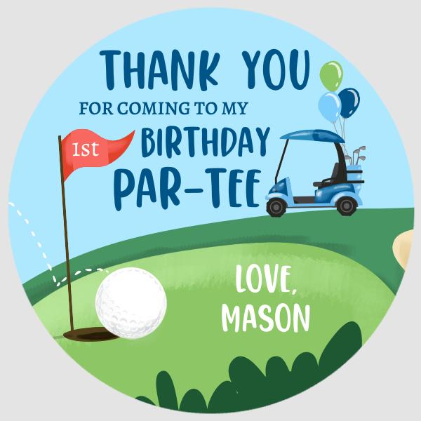 Golf Par-tee Favor Tags | Editable Birthday Thank You Stickers Canva Template