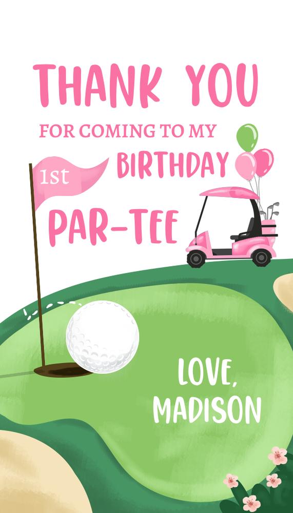 Girl Golf Favor Tags | Pink Golf Par-tee Birthday Thank You Tags | Canva Template