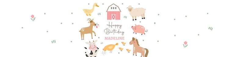 Editable Pink Farm Animal Water Bottle Labels - Girls Barnyard Birthday Decor