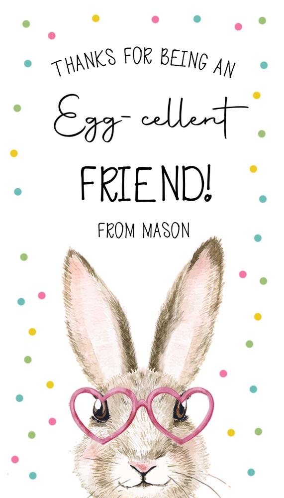 Editable Eggcellent Easter Friend Gift Tags | Canva Classroom Favor Tag