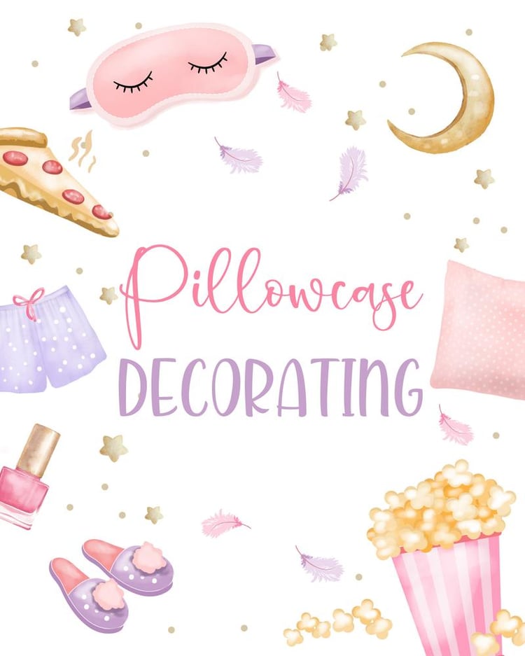 Pillowcase Decorating Sign | Sleepover Birthday Activity | Canva Template