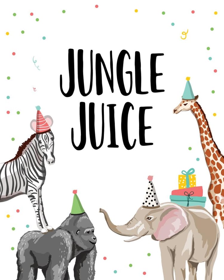 Jungle Safari Birthday Drinks Sign | Girl Wild One Party Decor Canva Template
