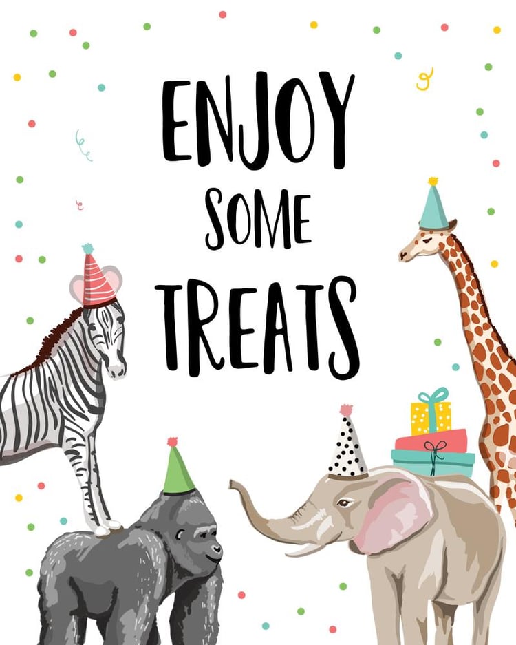 Safari Animals Sweet Treats Sign | Editable Canva Birthday Food Table Decor