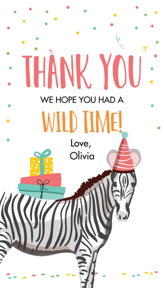 Party Animals Birthday Favor Tags | Wild One Safari Thank You Tags Canva