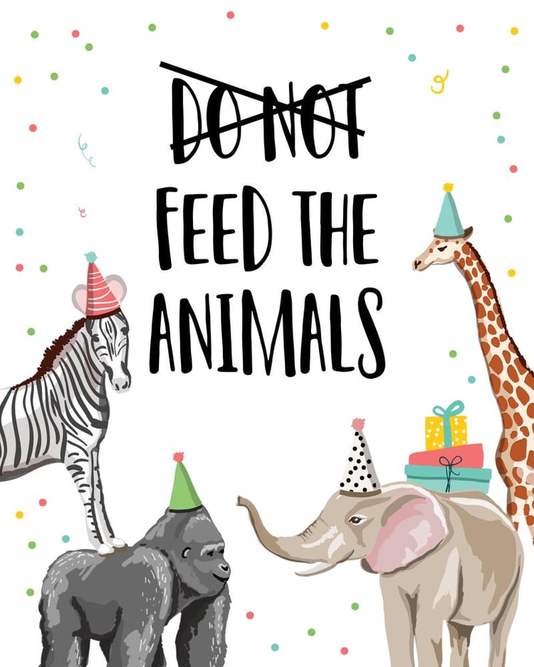 Editable Dont Feed the Animals Sign | Safari Zoo Birthday Party Decor