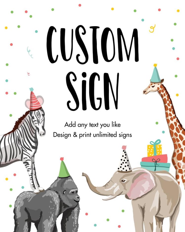 Wild One Party Animals Table Sign | Editable Canva Safari Zoo Decor 8x10