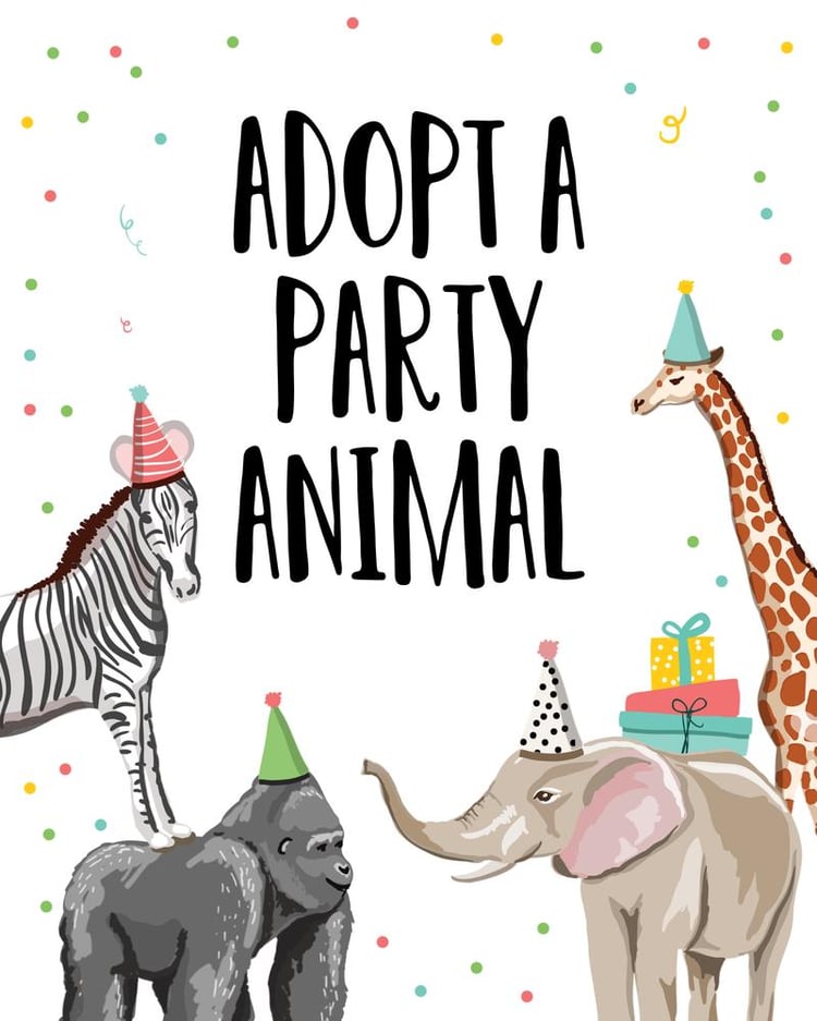 Adopt an Animal Birthday Sign | Editable Zoo Safari Party Decor Template