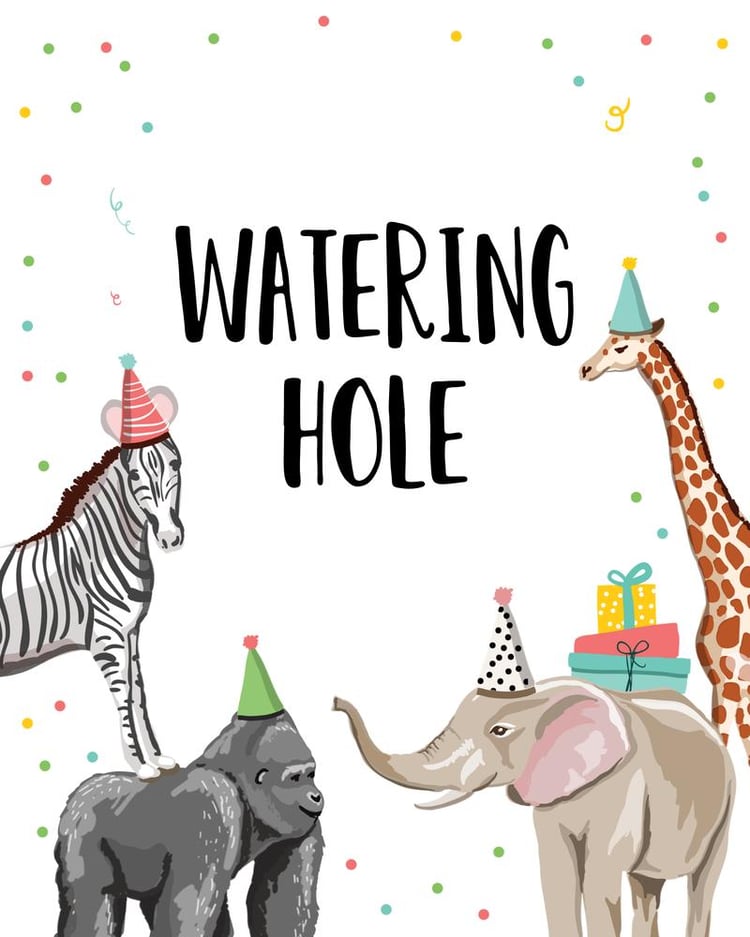 Safari Birthday Watering Hole Sign | Editable Animals Drink Table Decor
