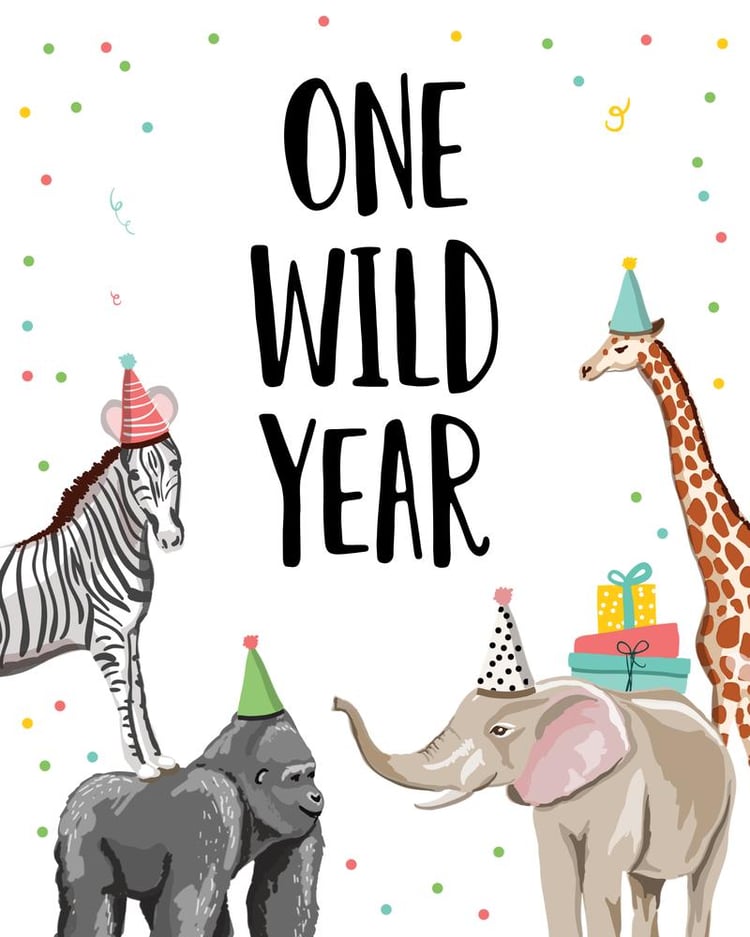 Wild One First Birthday Sign | Safari Jungle Animal Canva Template | 16x20