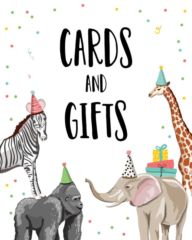 Party Animals Cards and Gifts Sign | Wild Safari Birthday Canva Template