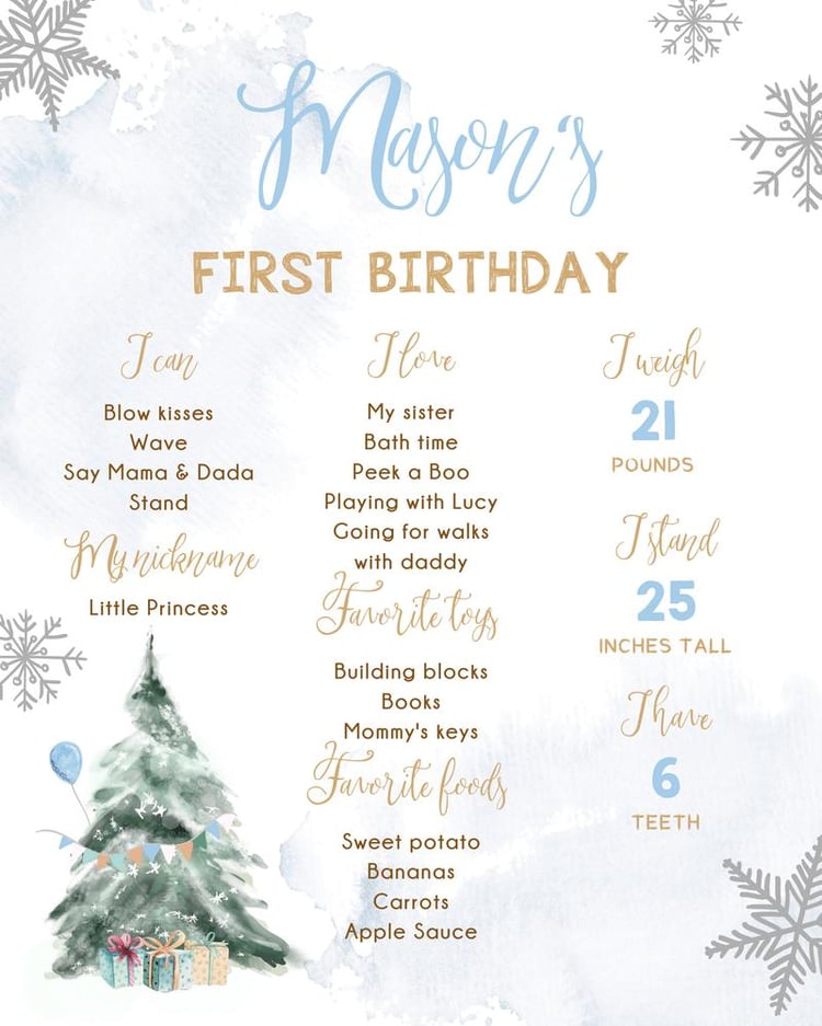 Winter Onederland Birthday Milestone Sign | Editable Canva Template Pink Snow
