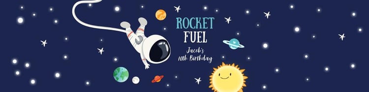Outer Space Water Bottle Labels | Editable Rocket Fuel Birthday Decor Template
