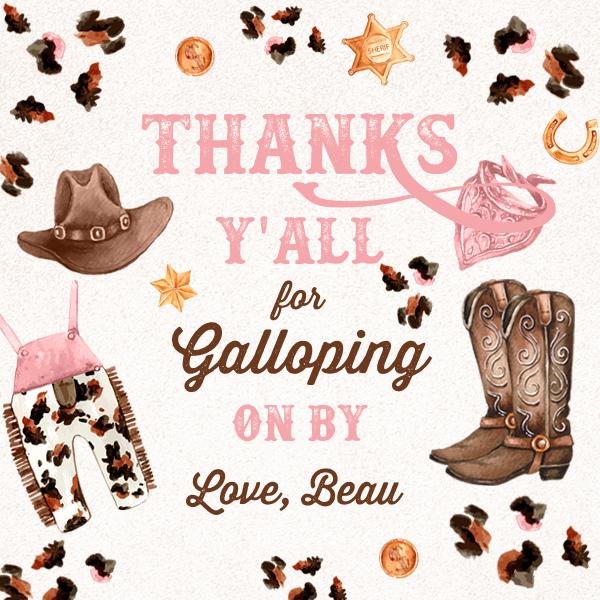 Editable Cowgirl Birthday Favor Tags | Wild West Rodeo Party Gift Label