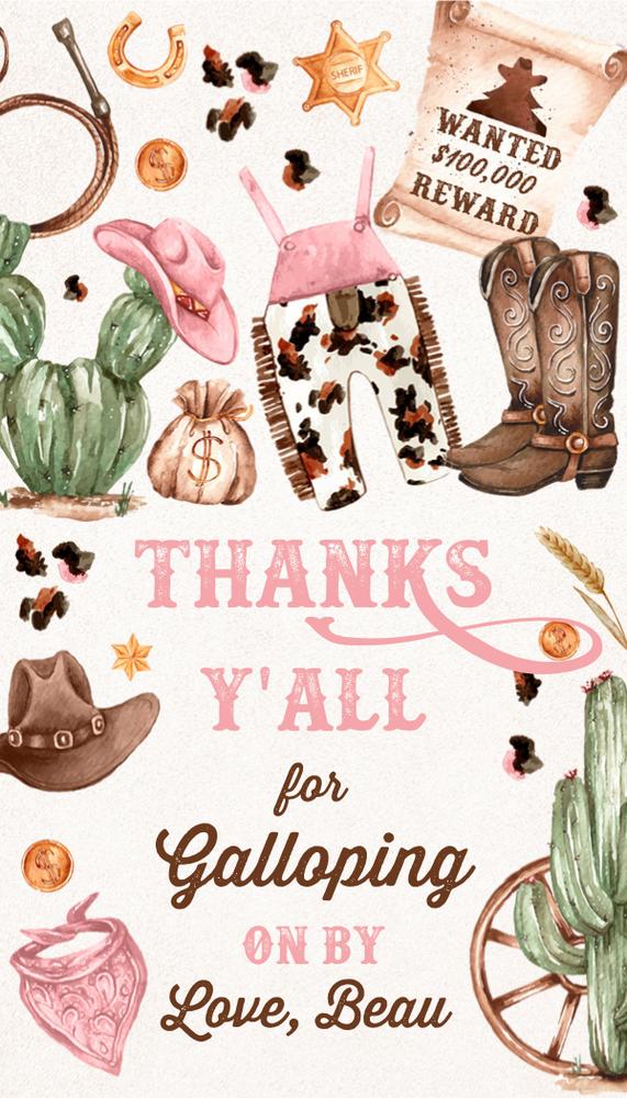 Cowgirl Birthday Luggage Favor Tag | Editable Wild West Rodeo Party Label