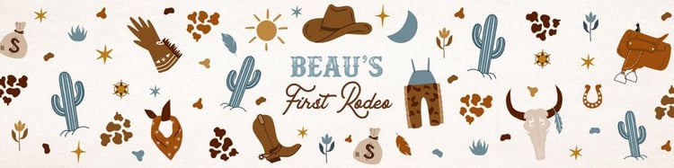 Editable Cowboy Water Bottle Labels | Wild West 1st Rodeo Birthday Canva Template