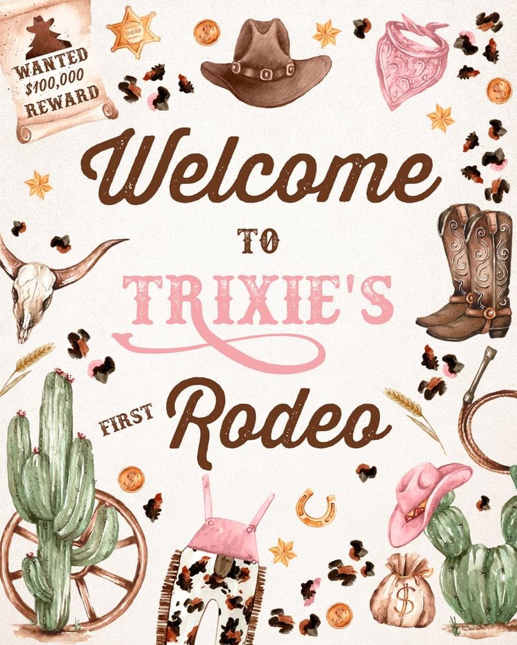 Cowgirl Birthday Welcome Sign | Editable Rodeo Wild West Party Decor Template