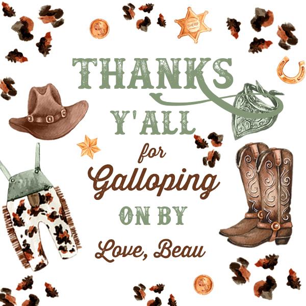 Cowboy Birthday Favor Tags | Editable Wild West Rodeo Gift Labels