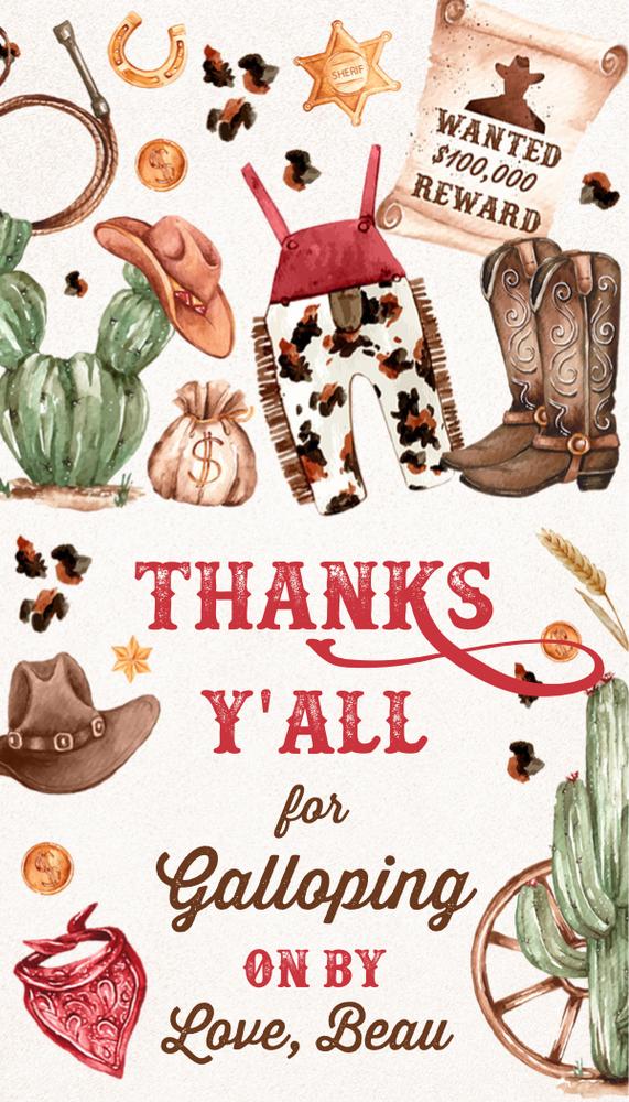 Cowboy Birthday Favor Tags | Editable Wild West Rodeo Luggage Tags