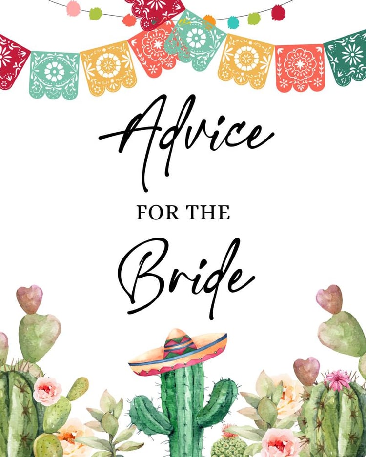 Fiesta Advice for the Bride Sign | Editable Canva Cactus Succulent Decor 8x10