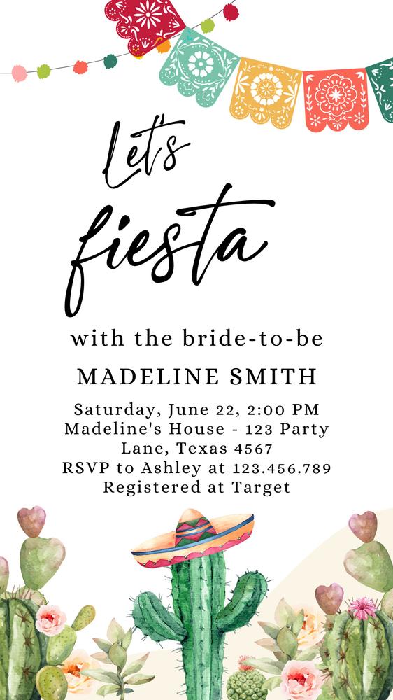 Fiesta Bridal Shower Electronic Invite | Mexican Floral Couples Shower Canva