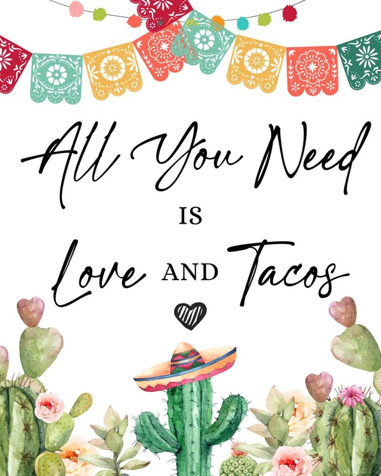 Taco Bar Sign Canva Template | Fiesta Bridal or Baby Shower Decor | Cactus Theme