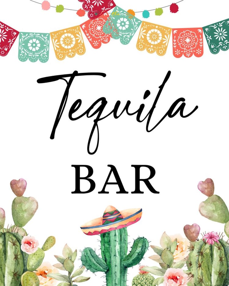 Tequila Bar Sign Canva Template | Mexican Fiesta Birthday & Bridal Shower Decor