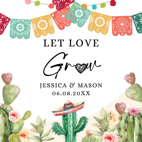 Fiesta Cactus Let Love Grow Tags - Editable Wedding & Bridal Shower Favor Tag