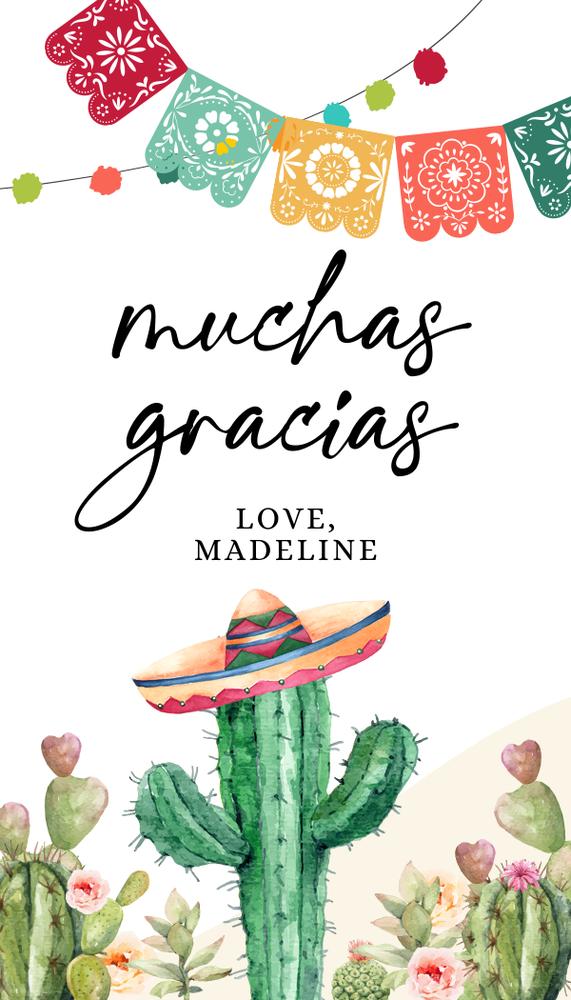 Editable Cactus Fiesta Favor Tags - Mexican Gracias Thank You Label Canva