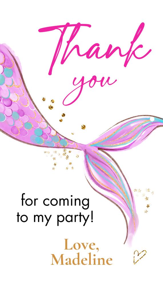 Editable Mermaid Birthday Favor Tags - Under the Sea Thank You Tags Canva