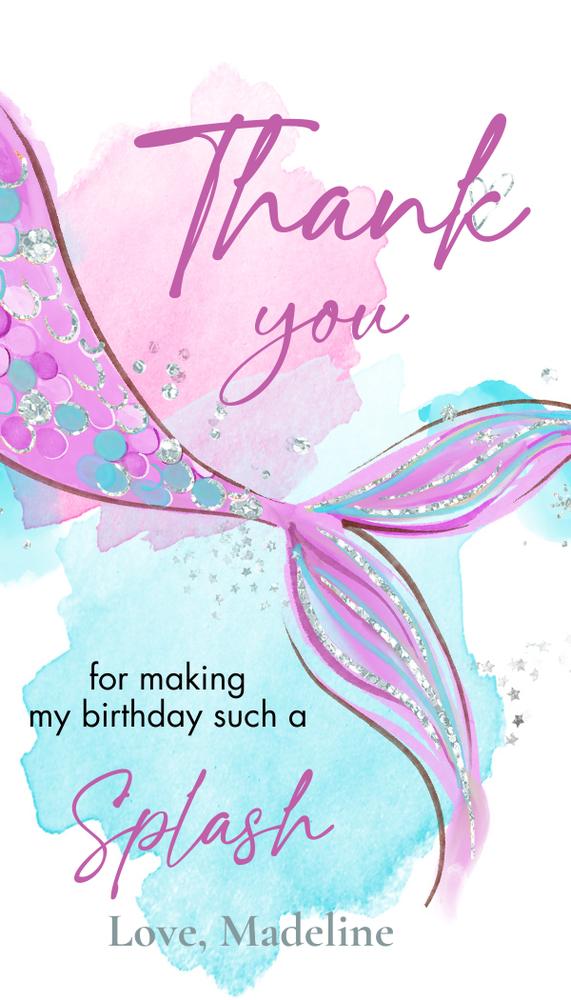 Mermaid Birthday Favor Tags | Editable Canva Under the Sea Thank You Labels