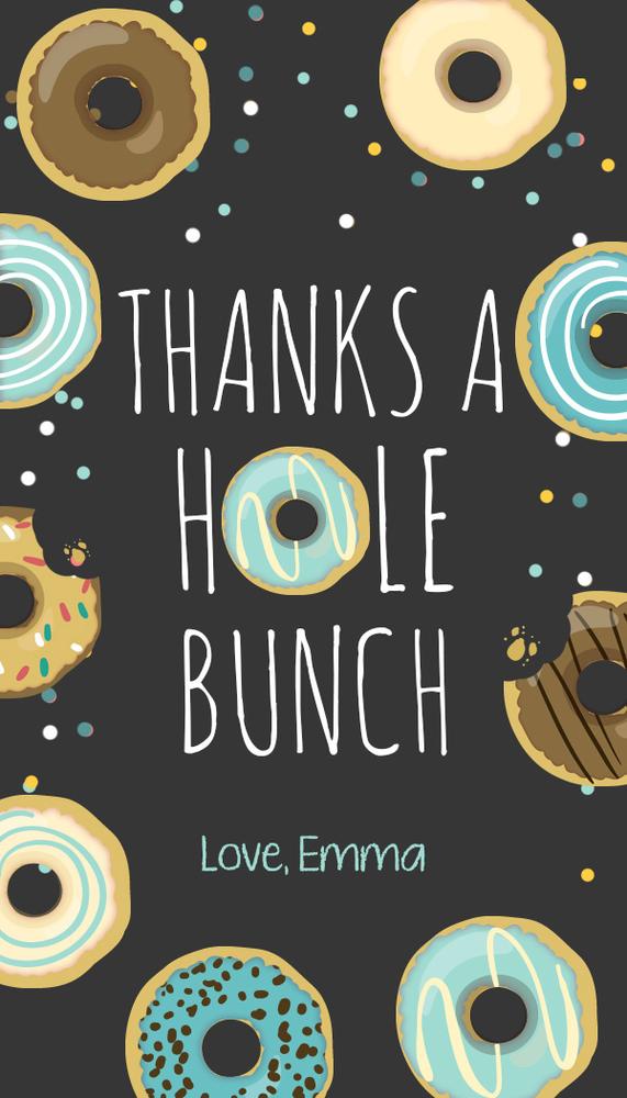 Editable Blue Donut Birthday Favor Tags - A Hole Bunch of Fun Thank You Labels