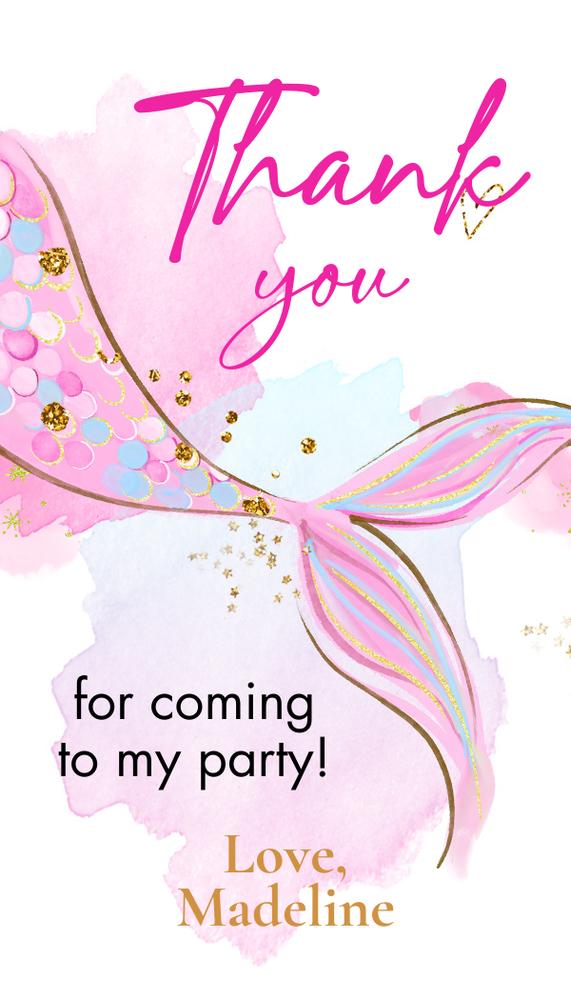 Mermaid Birthday Favor Tags | Editable Under the Sea Thank You Tags Canva