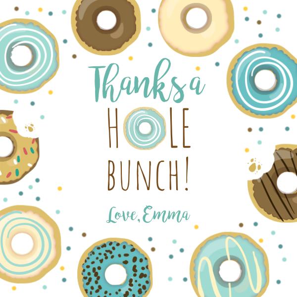 Blue Donut Birthday Favor Tags - Editable Canva Thank You Stickers