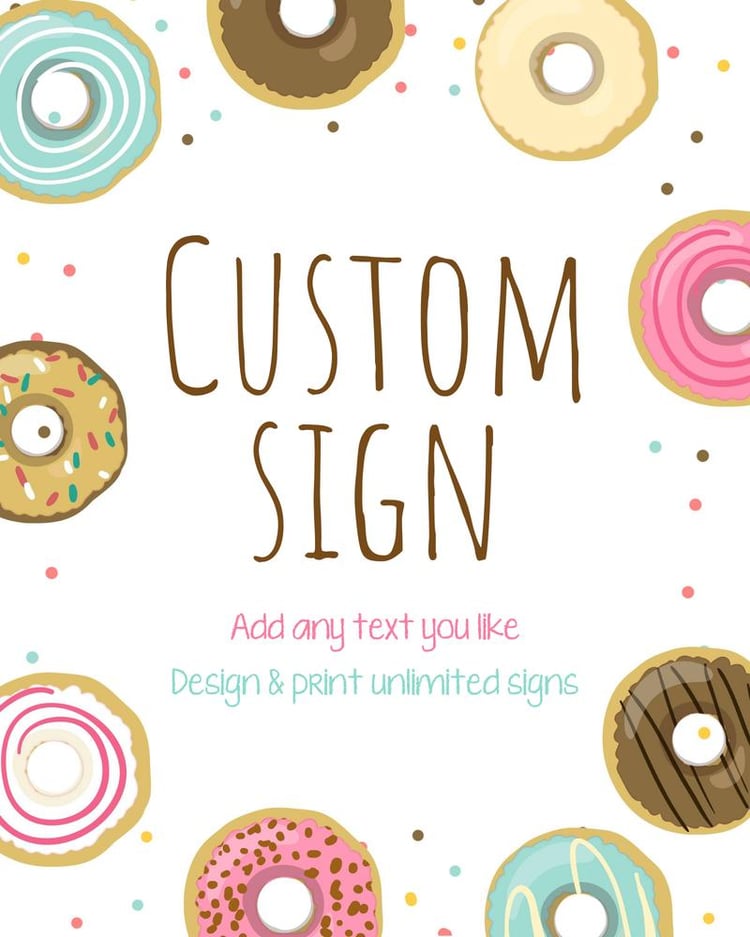 Pink and Teal Donut Bar Sign | Editable Canva Template for All Events