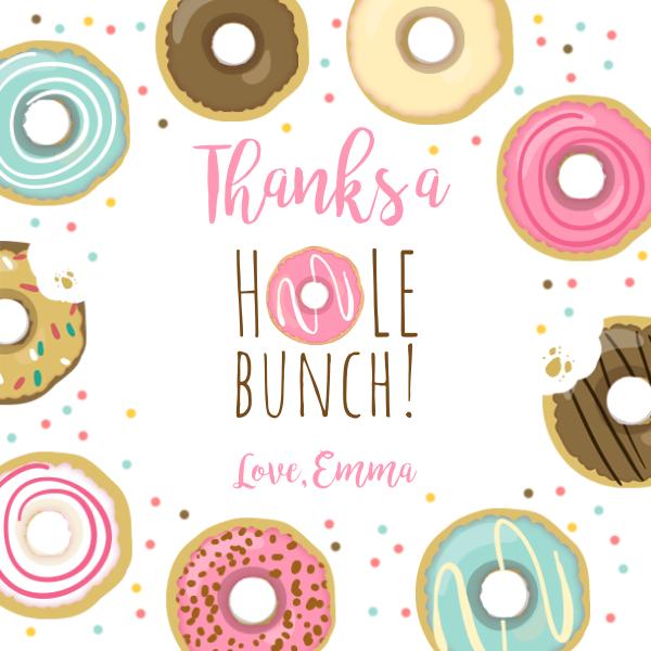Pink Donut Birthday Favor Tags | Editable Canva Thank You Tags